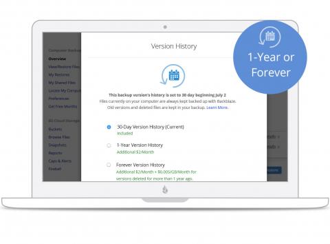 Backup, versionshistorik